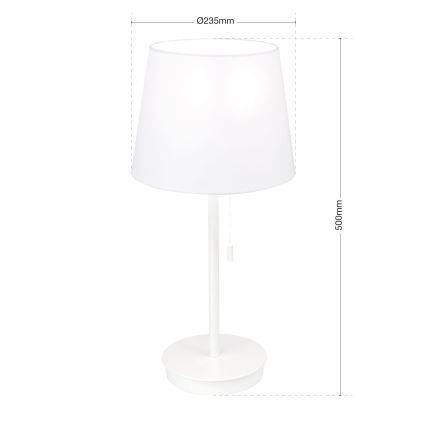 Tischleuchte mit USB-Anschluss LUDWIG 1xE27/40W/230V 50 cm weiß