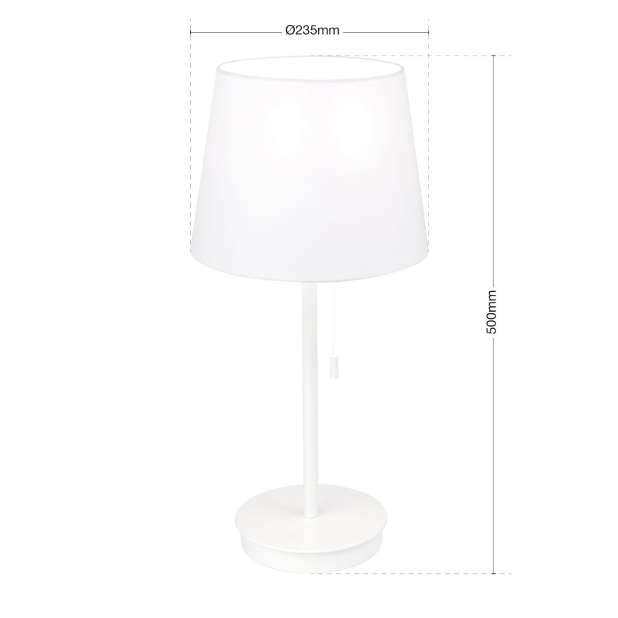 Tischleuchte mit USB-Anschluss LUDWIG 1xE27/40W/230V 50 cm weiß