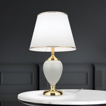 Tischleuchte OVUM 1xE27/40W/230V 48 cm Keramik weiß/golden