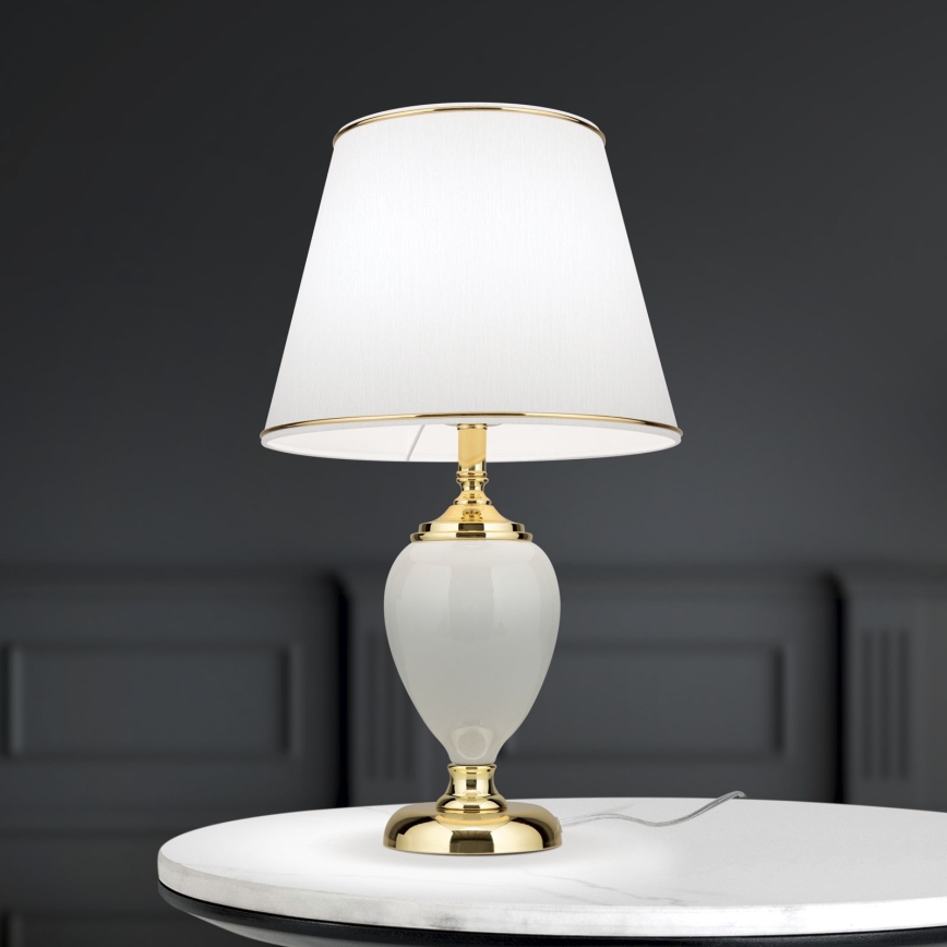 Tischleuchte OVUM 1xE27/40W/230V 48 cm Keramik weiß/golden
