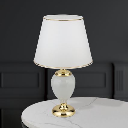 Tischleuchte OVUM 1xE27/40W/230V 48 cm Keramik weiß/golden
