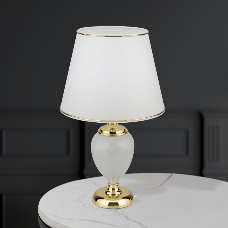Tischleuchte OVUM 1xE27/40W/230V 48 cm Keramik weiß/golden