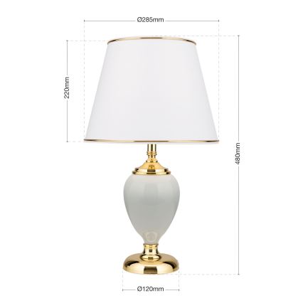 Tischleuchte OVUM 1xE27/40W/230V 48 cm Keramik weiß/golden