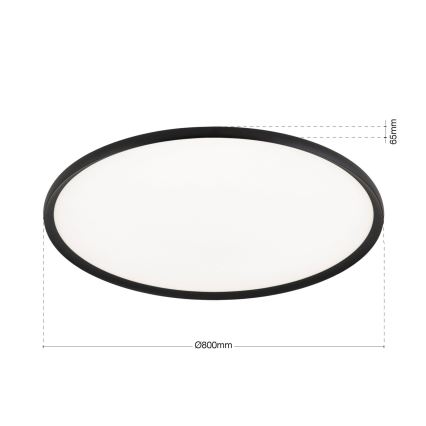LED-Deckenleuchte KANT, 66 W, 230 V, 2700/3200/4000 K, Ø 80 cm, schwarz