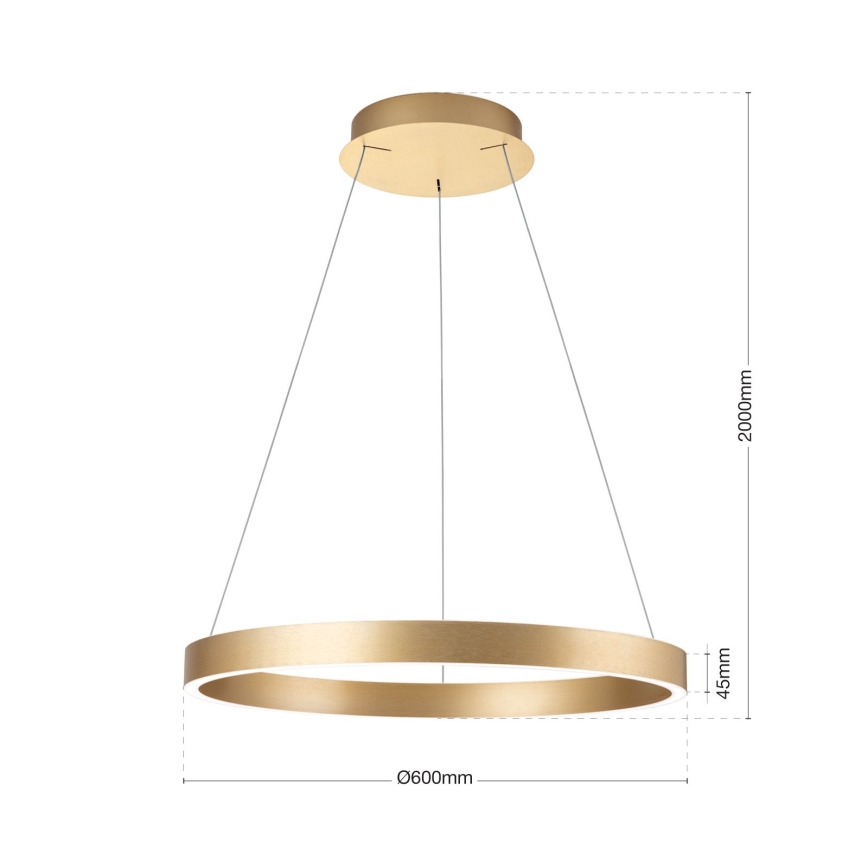 Orion - Dimmbare LED-Pendelleuchte an Seil KOLK LED/60W/230V 2700/3000/4000K Ø 60 cm gold
