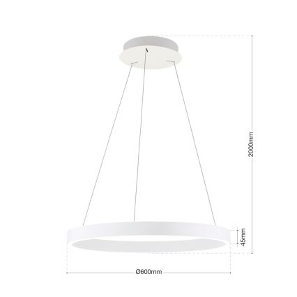 Orion - LED dimmbare Pendelleuchte mit Seilaufhängung KOLK LED/60W/230V 2700/3000/4000K Ø 60 cm weiß