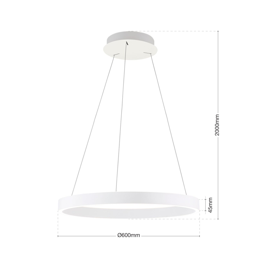 Orion - LED dimmbare Pendelleuchte mit Seilaufhängung KOLK LED/60W/230V 2700/3000/4000K Ø 60 cm weiß
