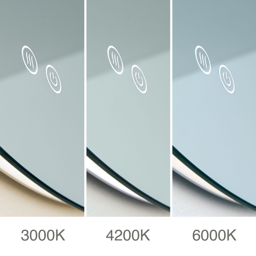 LED Badezimmer-Wandspiegel mit beheizter Oberfläche und Hintergrundbeleuchtung FOCUS LED/18W/230V 3000/4200/6000K Ø 45 cm IP44