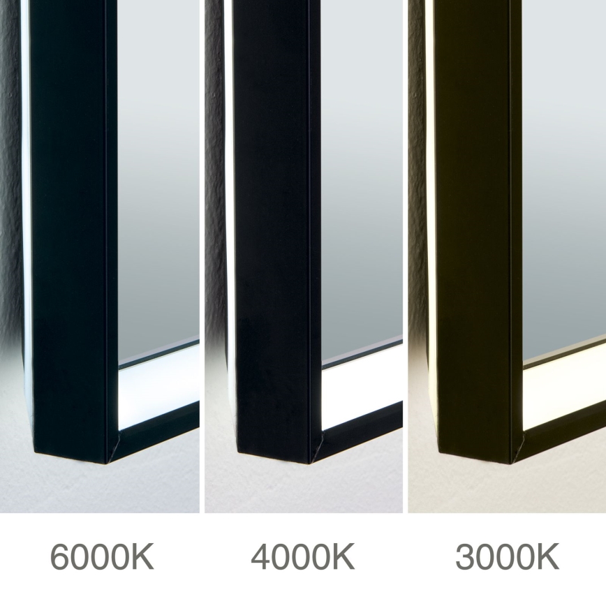 LED Badezimmer-Wandspiegel mit beheizter Oberfläche und Hintergrundbeleuchtung FRAME LED/48W/230V 3000/4000/6000K 60x45 cm IP44