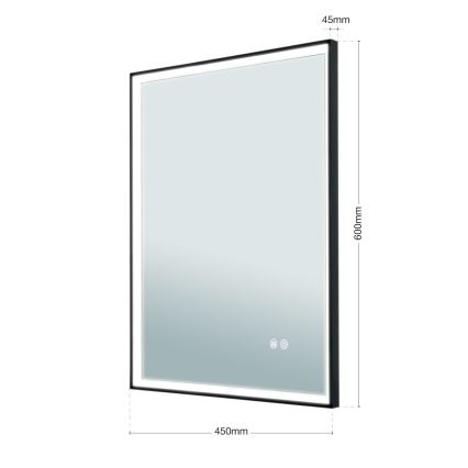 LED Badezimmer-Wandspiegel mit beheizter Oberfläche und Hintergrundbeleuchtung FRAME LED/48W/230V 3000/4000/6000K 60x45 cm IP44