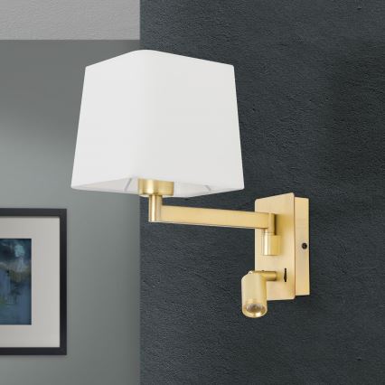 LED Wandleuchte CARLTON 1xE27/40W/230V + LED/3W Weiß/Gold