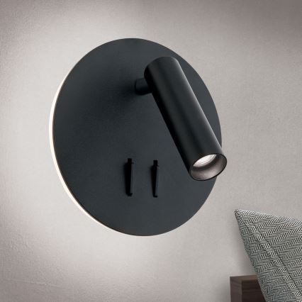 LED-Wandstrahler LENNY LED/6W/230V + LED/3W schwarz