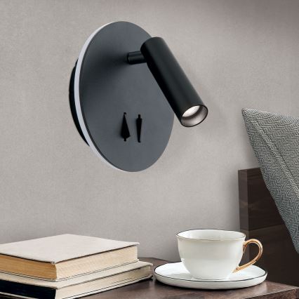 LED-Wandstrahler LENNY LED/6W/230V + LED/3W schwarz