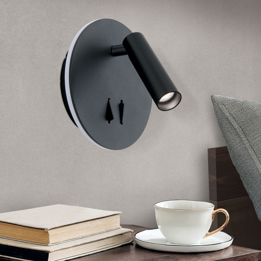 LED-Wandstrahler LENNY LED/6W/230V + LED/3W schwarz