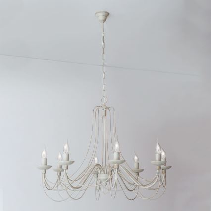 Kronleuchter an Kette VELA 8xE14/40W/230V d 80 cm weiß/golden/Patina
