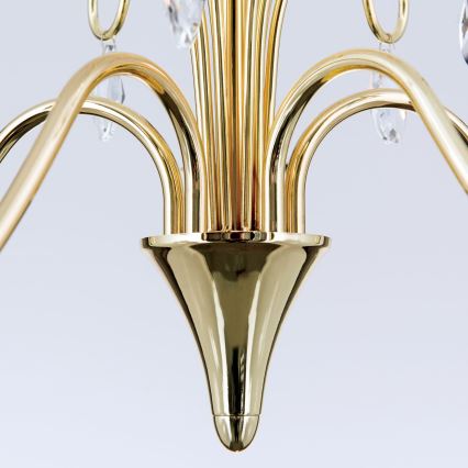 Kristall-Kronleuchter an Kette ALESSIA 5xE14/40W/230V golden