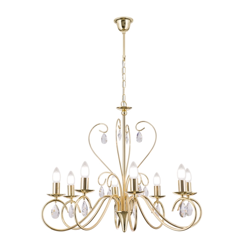 Kristall-Kronleuchter an Kette ALESSIA 8xE14/40W/230V golden