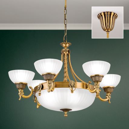 Kronleuchter an Kette ROCCA 9xE27/60W/230V d 75 cm bronzen/weiß