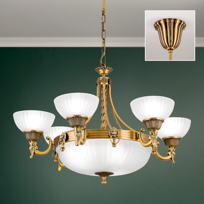 Kronleuchter an Kette ROCCA 9xE27/60W/230V d 75 cm bronzen/weiß