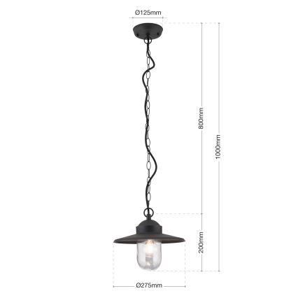 Outdoor-Pendelleuchte EDWARD 1xE27/60W/230V IP44 schwarz
