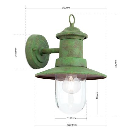 Outdoor-Wandleuchte LEONIE 1xE27/60W/230V IP44 grün