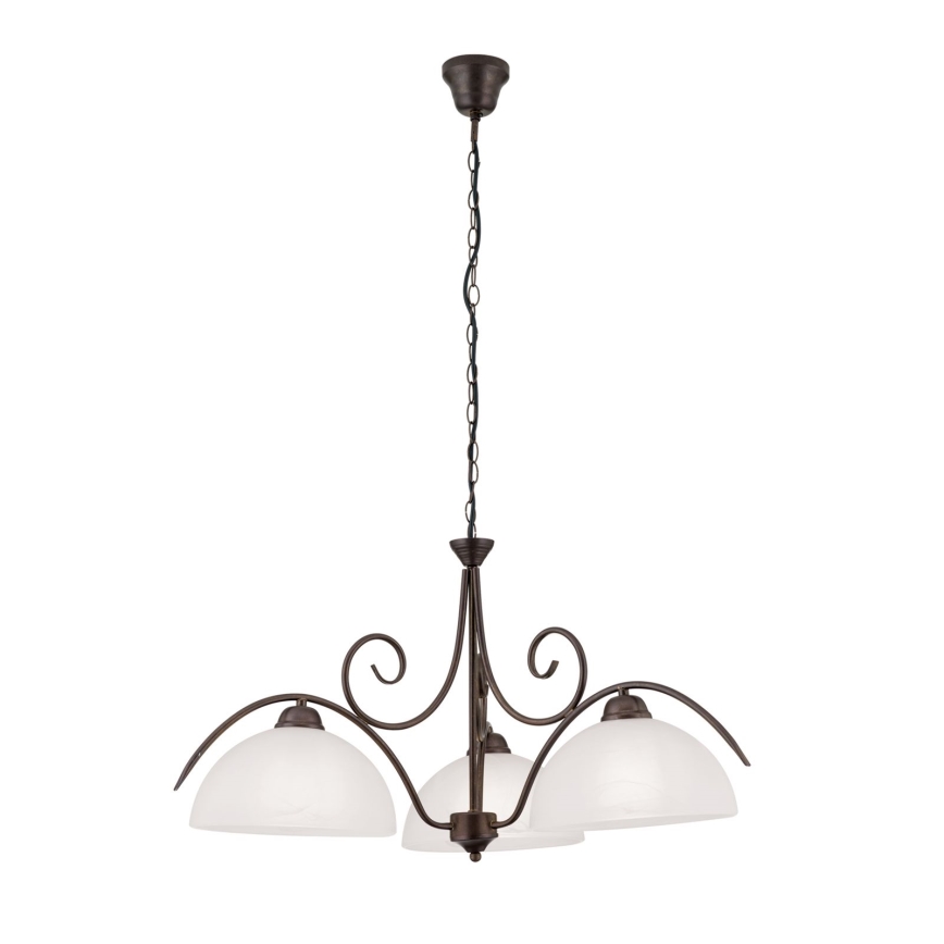 Pendelleuchte an Kette RULA 3xE27/40W/230V Ø 70 cm weiß/bronze