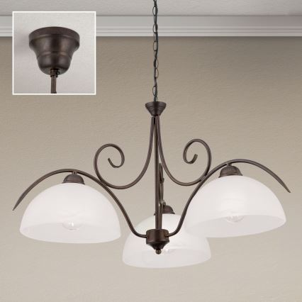 Pendelleuchte an Kette RULA 3xE27/40W/230V Ø 70 cm weiß/bronze