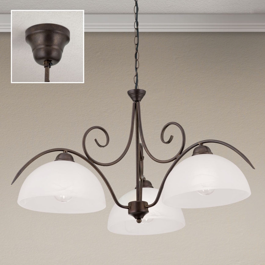 Pendelleuchte an Kette RULA 3xE27/40W/230V Ø 70 cm weiß/bronze