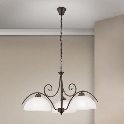 Pendelleuchte an Kette RULA 3xE27/40W/230V Ø 70 cm weiß/bronze