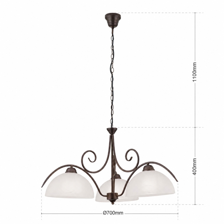 Pendelleuchte an Kette RULA 3xE27/40W/230V Ø 70 cm weiß/bronze
