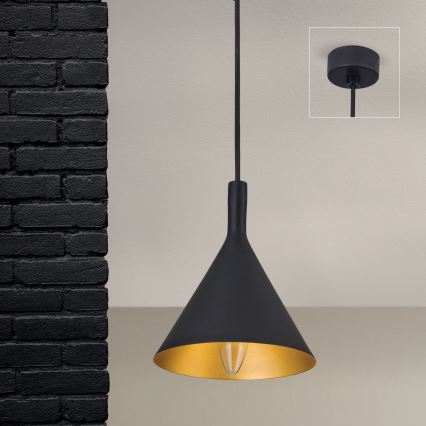 Pendelleuchte an Kabel GUNDA 1xE14/40W/230V Ø 16,5 cm schwarz/gold
