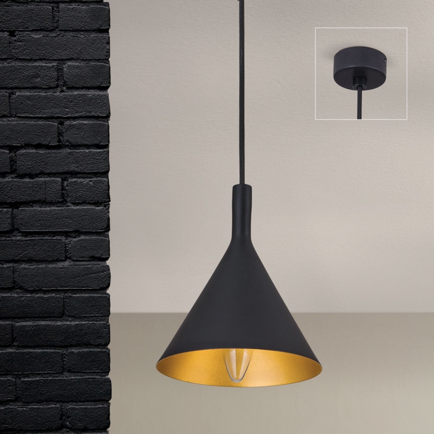 Pendelleuchte an Kabel GUNDA 1xE14/40W/230V Ø 16,5 cm schwarz/gold