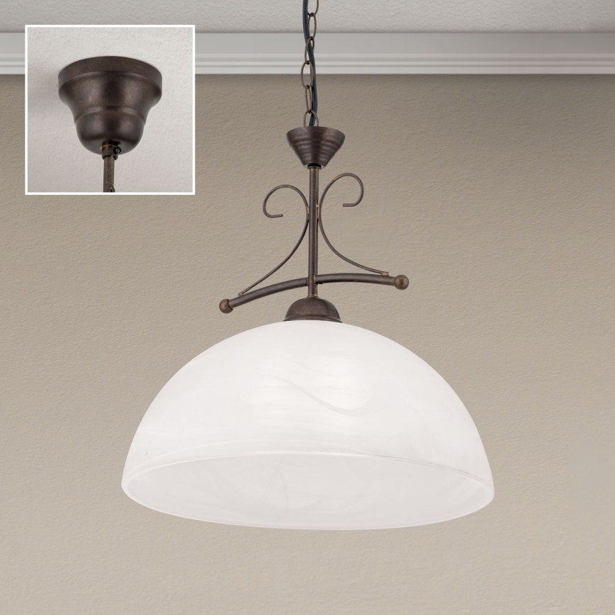 Pendelleuchte mit Kette RULA 1x E27/40W/230V Ø 35 cm weiß/bronze