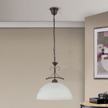 Pendelleuchte mit Kette RULA 1x E27/40W/230V Ø 35 cm weiß/bronze