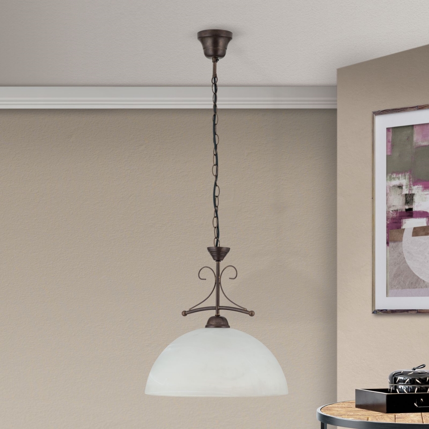 Pendelleuchte mit Kette RULA 1x E27/40W/230V Ø 35 cm weiß/bronze