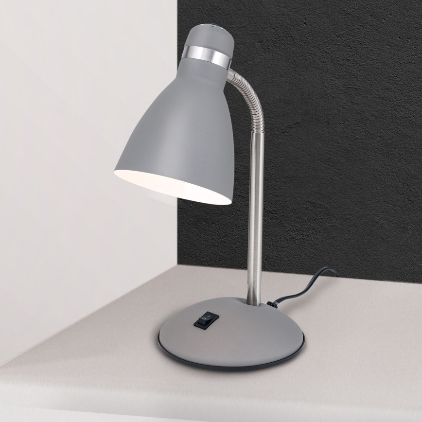 Schreibtischlampe SCHOOL 1xE27/40W/230V grau/mattchrom