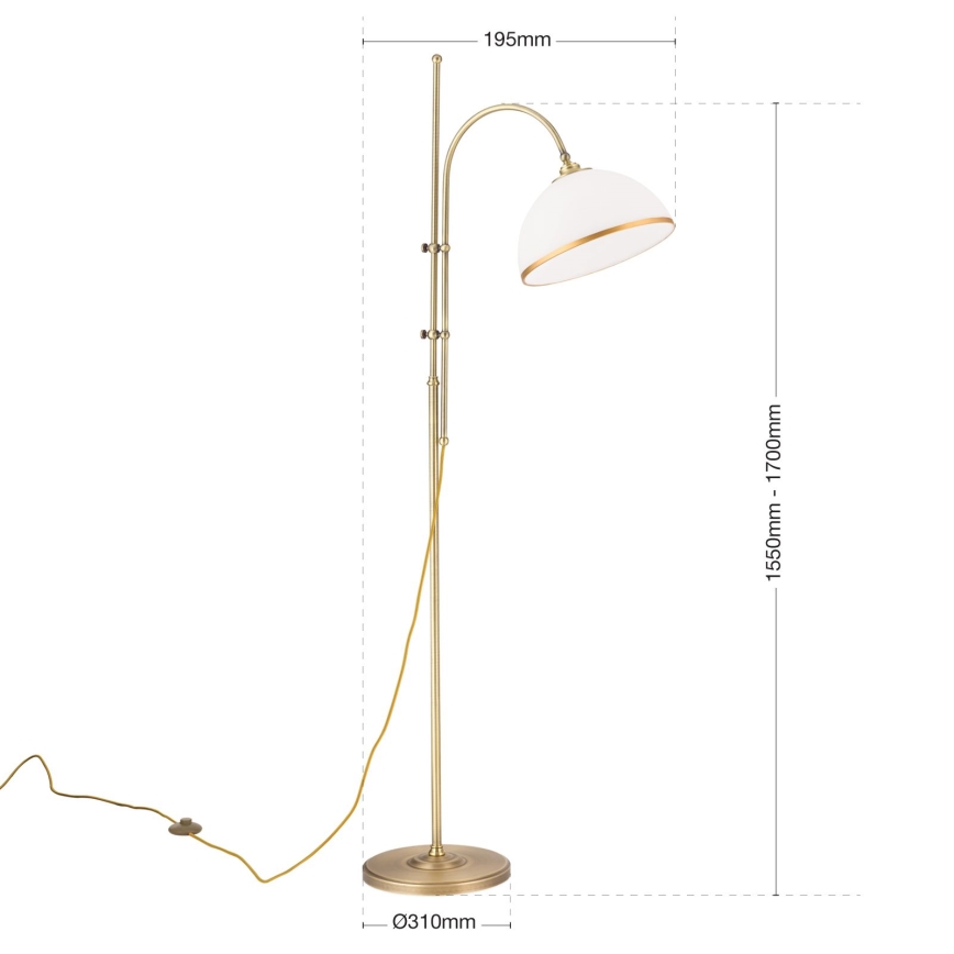 Stehleuchte OLD LAMP 1xE27/40W/230V weiß/Messing