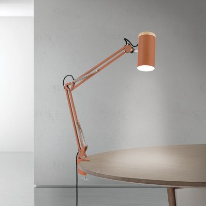 Tischlampe mit Klemme GILI 1xE27/40W/230V ziegelrot