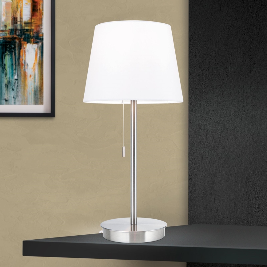 Tischleuchte mit USB-Anschluss LUDWIG 1xE27/40W/230V 50 cm weiß/matt Chrom