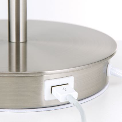 Tischleuchte mit USB-Anschluss LUDWIG 1xE27/40W/230V 50 cm weiß/matt Chrom