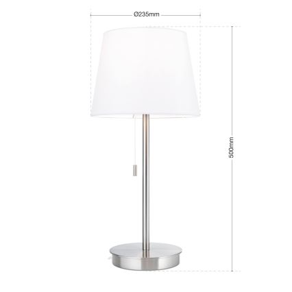 Tischleuchte mit USB-Anschluss LUDWIG 1xE27/40W/230V 50 cm weiß/matt Chrom