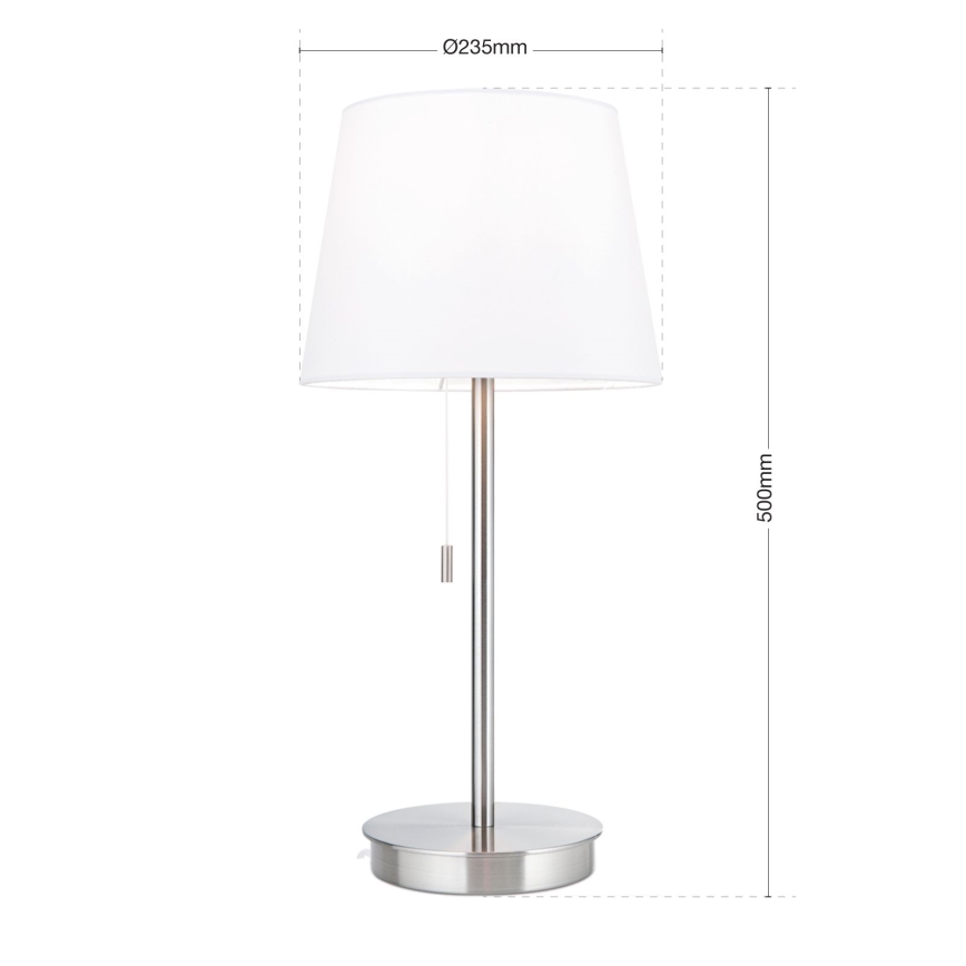 Tischleuchte mit USB-Anschluss LUDWIG 1xE27/40W/230V 50 cm weiß/matt Chrom