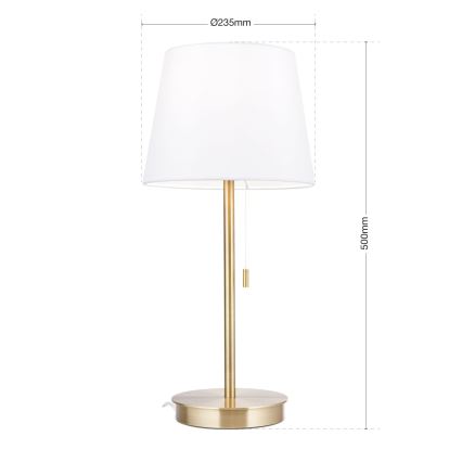 Tischleuchte mit USB-Anschluss LUDWIG 1xE27/40W/230V 50 cm weiß/golden