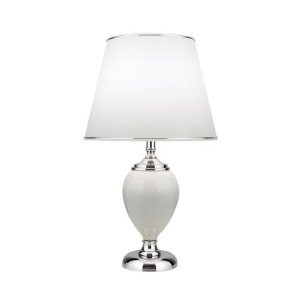 Tischleuchte OVUM 1xE27/40W/230V 48 cm Keramik weiß/glänzendes Chrom