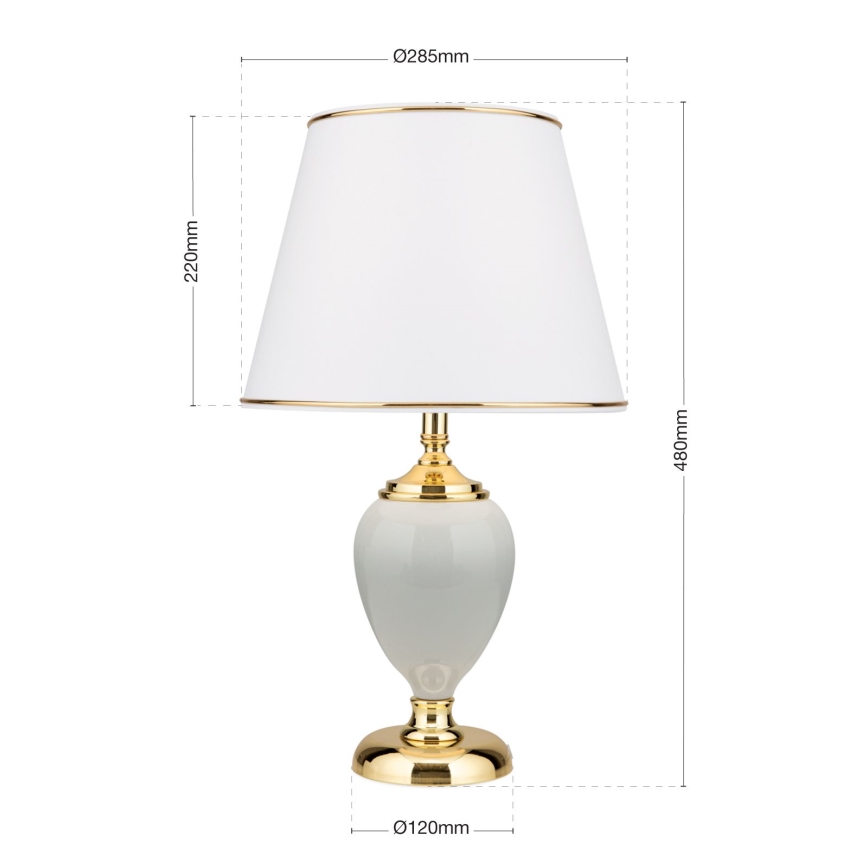 Tischleuchte OVUM 1xE27/40W/230V 48 cm Keramik weiß/golden