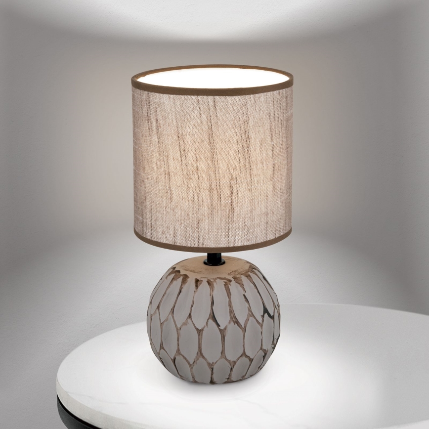 Tischleuchte PINIA 1xE14/25W/230V Keramik beige/grau