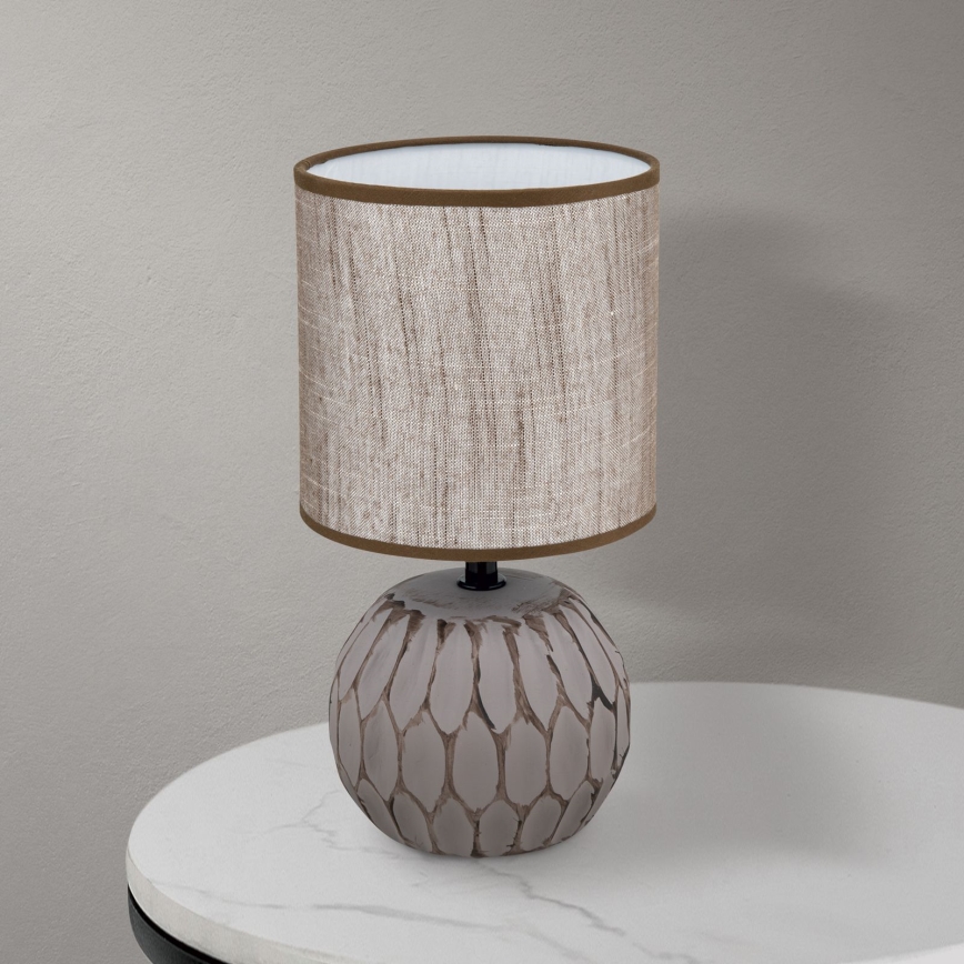 Tischleuchte PINIA 1xE14/25W/230V Keramik beige/grau