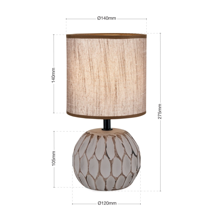 Tischleuchte PINIA 1xE14/25W/230V Keramik beige/grau