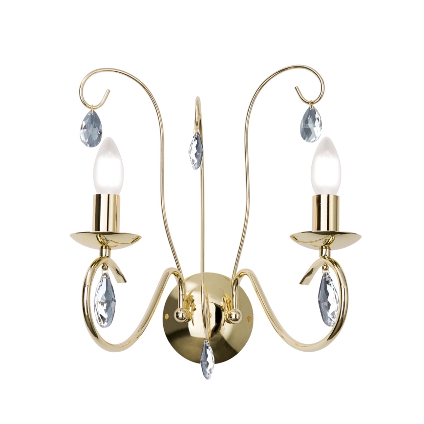 Kristall-Wandleuchte ALESSIA 2xE14/40W/230V golden
