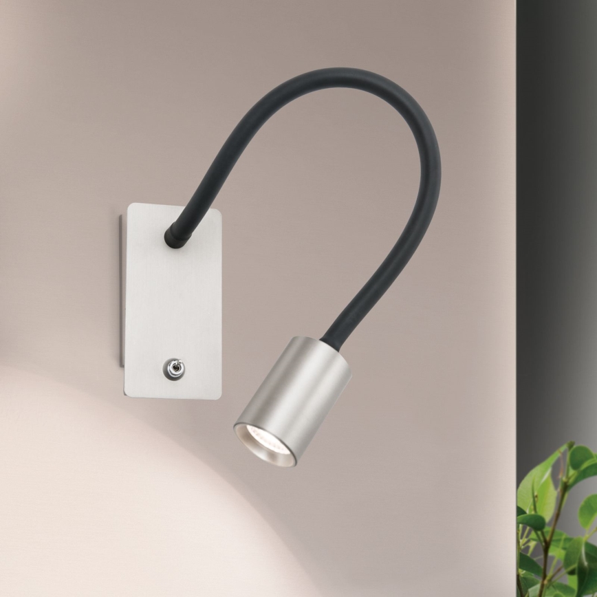 Flexible kleine LED-Wandleuchte KURT LED/5W/230V silbern